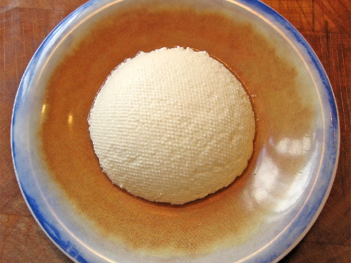 Ricotta dome on plate from the top
